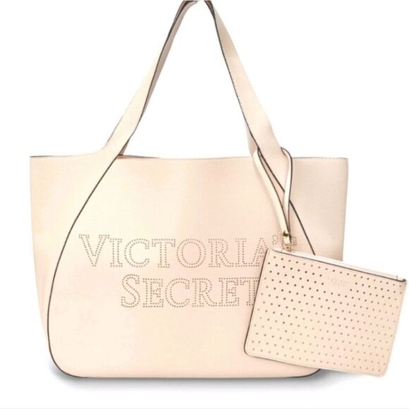 Victoria's Secret Laser Cut Orchid Logo Tote Bag 2020 MSRP $58  Preowned W Tags - Picture 2 of 16